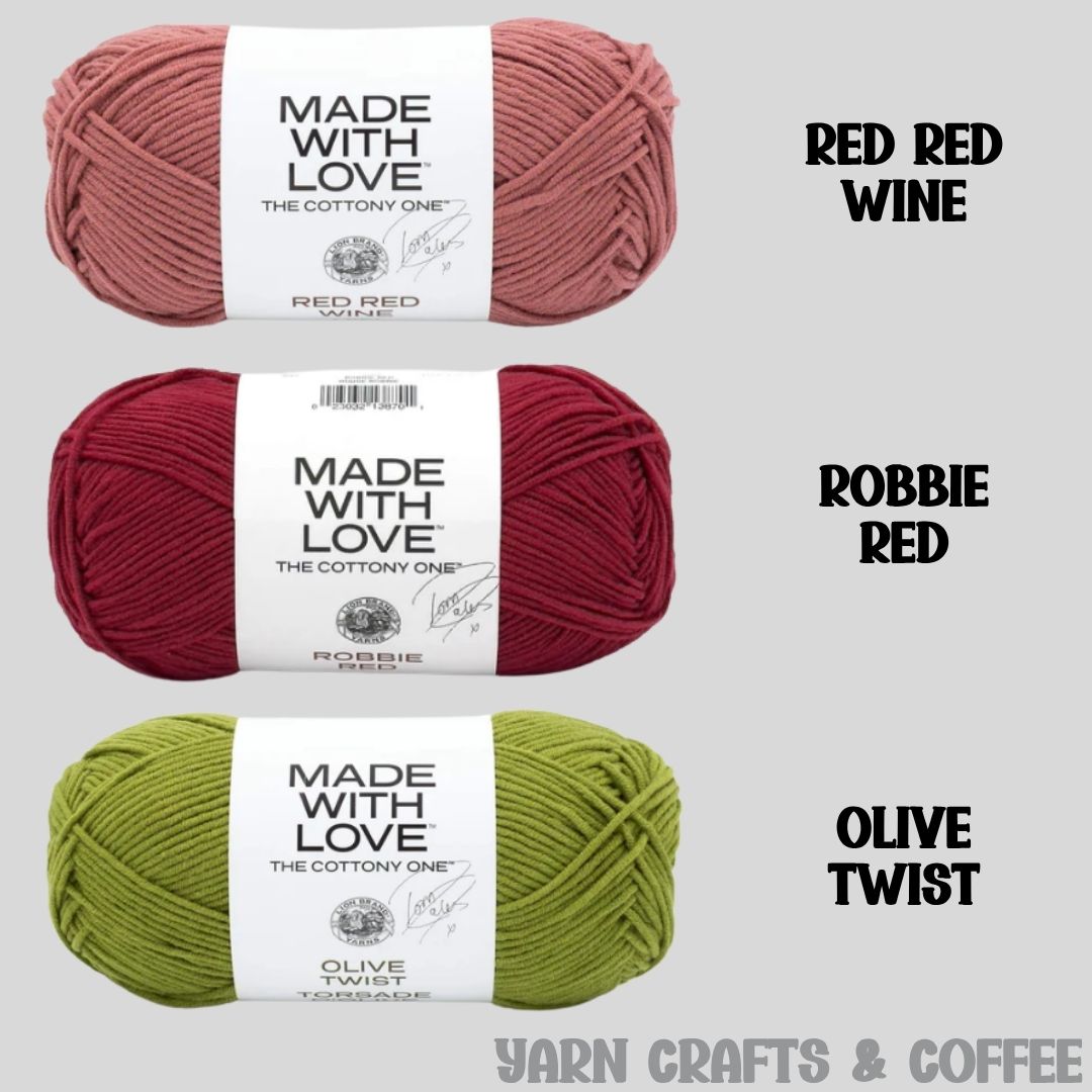Lion Brand Made with Love The Cottony One Red x2 Olive