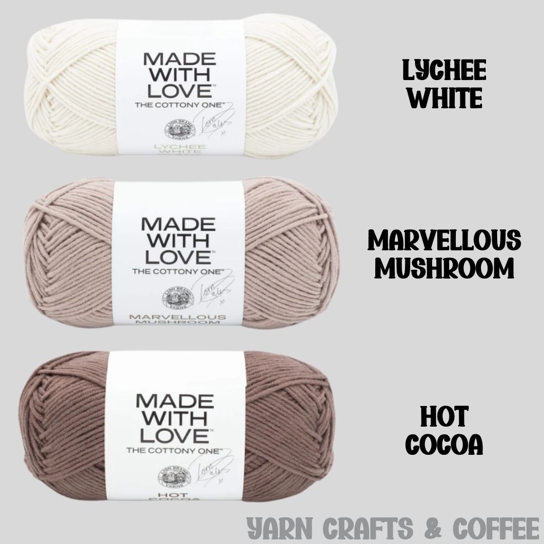 Lion Brand Made with Love The Cottony One White Mushroom Cocoa