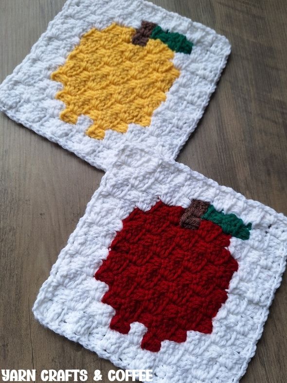 apple c2c crochet squares