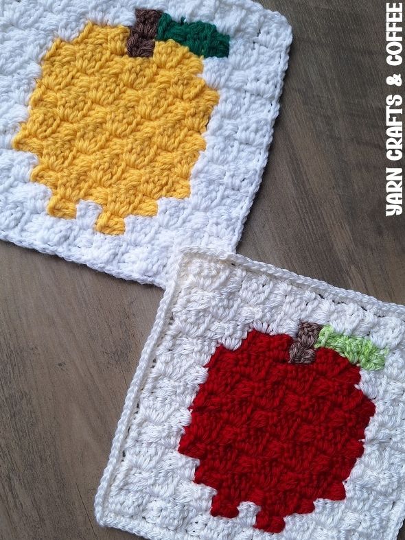 apple c2c squares crochet