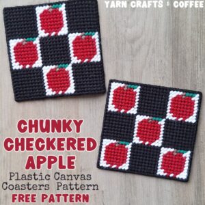 Chunky Checkered Plastic Canvas Coasters Free Pattern Fall Apples