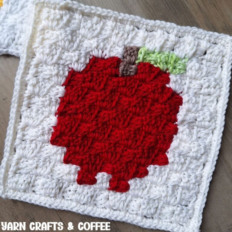 Apple C2C Crochet Square Pattern Free | Crochet C2C Square Pattern in DC Boxes