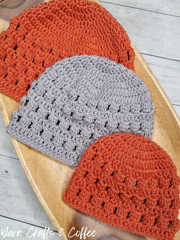 cluster stitch beanies
